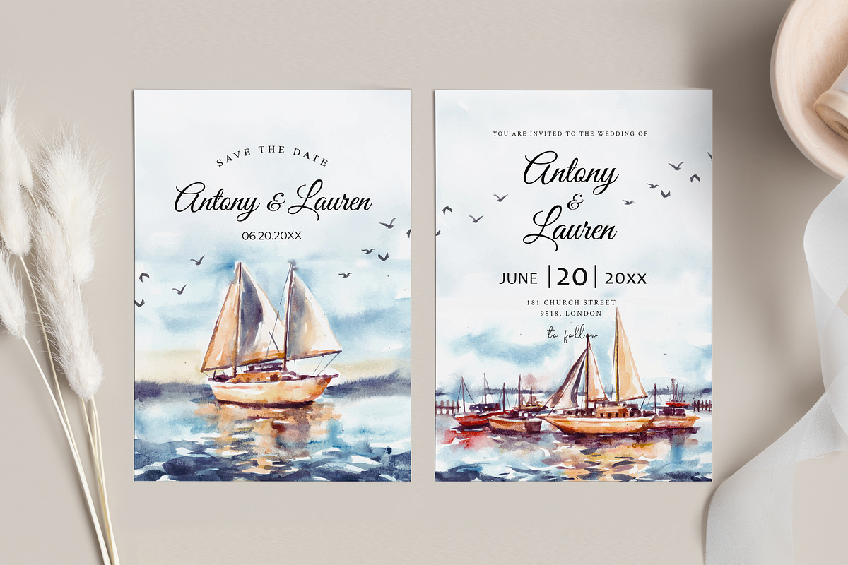 Watercolor Boat & Harbor, an Illustration by Yorda Studio (Photo 6 of 11)