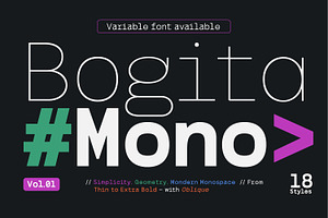 Bogita Mono - Monospace Font, a Sans Serif Font by Nollev