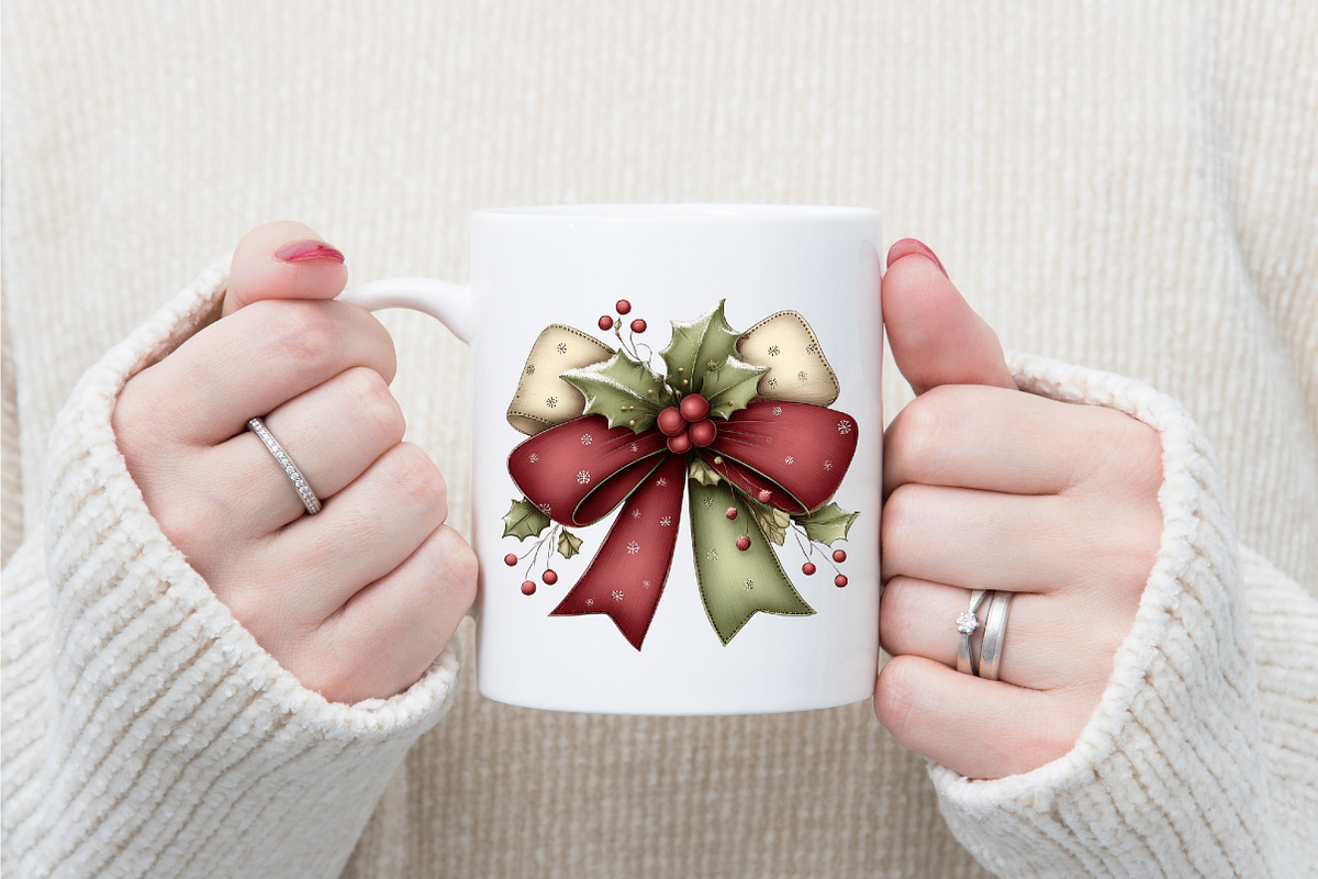 Whimsical Christmas Coquette Bow Cli, an Illustration by designcity5 (Photo 4 of 5)