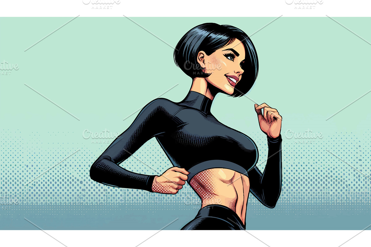 Fitness woman running in comic style, a Person Illustration by AlexArt