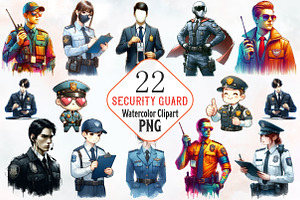 Security Guard Watercolor Cliparts, an Illustration by RobertsArt