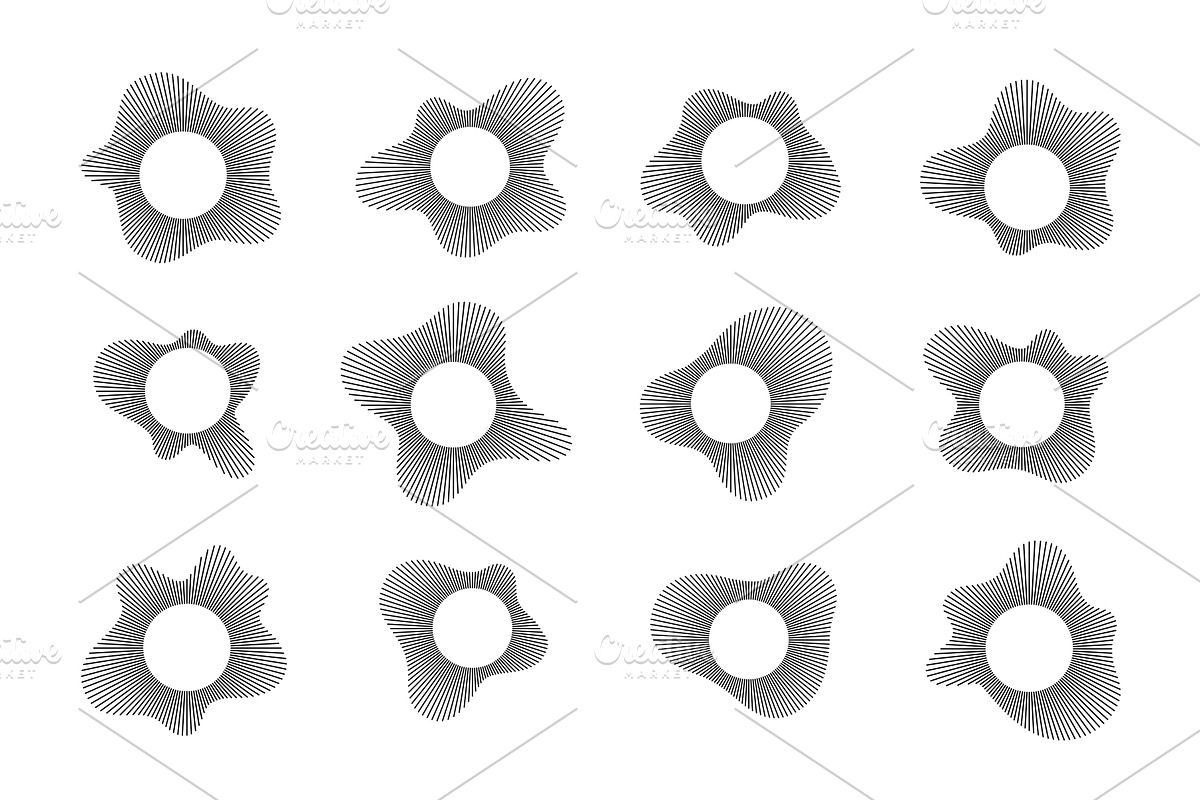 Circular sound wave patterns with, an Object Illustration by YuliiaOsadcha