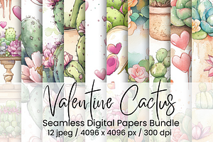 Valentine Cactus Seamless