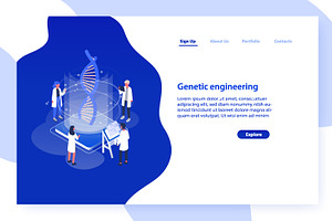 Genetic engineering concept banner, a Healthcare Illustration by Good Studio