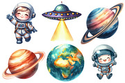 Astronaut and Space Watercolor Clipa, an Illustration by Designworld (Thumbnail 2 of 7)