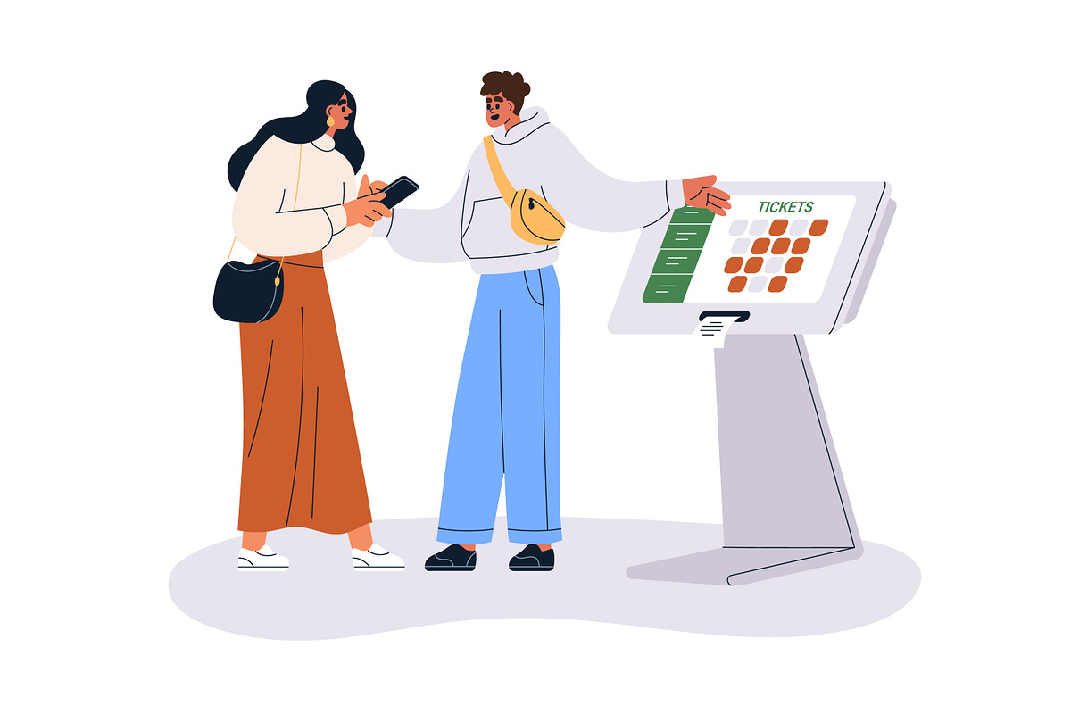 People use ordering kiosks set, a Technology Illustration by Good Studio (Photo 2 of 9)