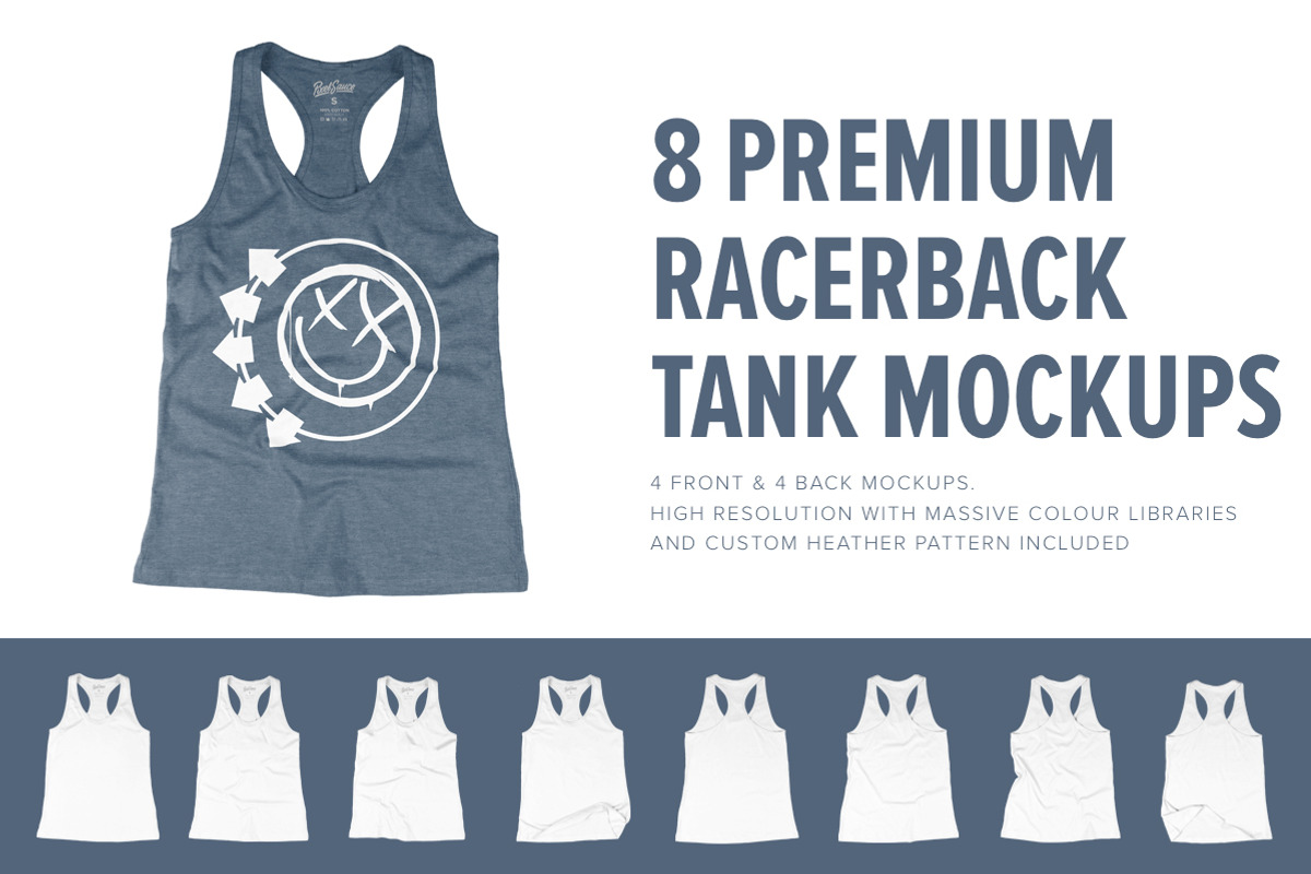 8 Premium Racerback Tank Mockups, a Hoody Mockup by Pixel Sauce™
