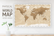 Physical Vintage World Map. Vector, an Education Illustration by PorcuPen Works (Thumbnail 2 of 6)