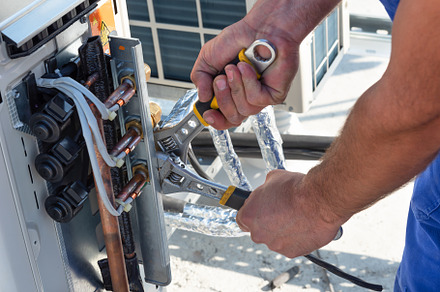 Hvac technician is working stock photo containing air conditioner and service