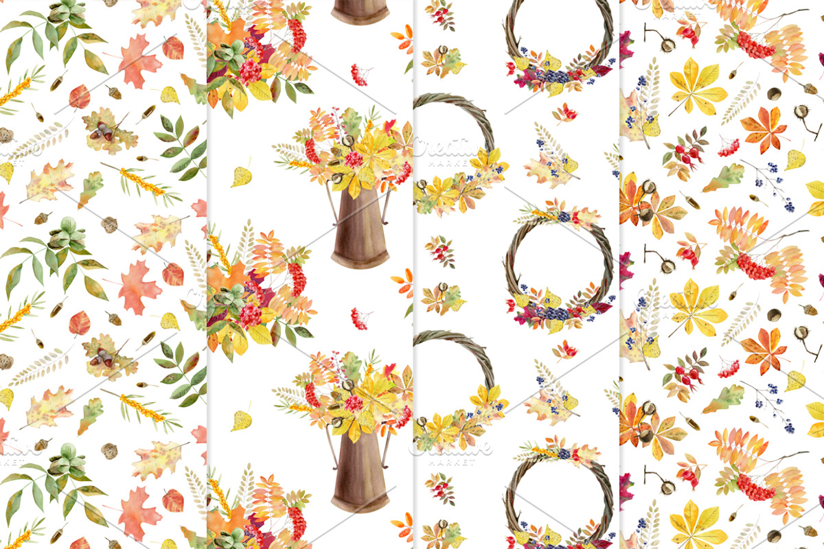 Autumn rustic watercolor kit, a Decorative Illustration by Elegantia (Photo 10 of 10)