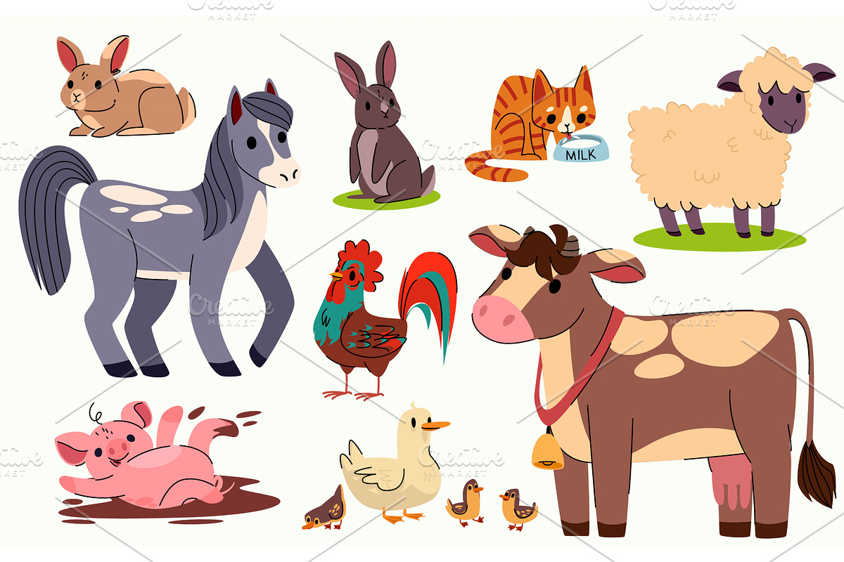 Farm animals set, an Animal Illustration by art PVP - market