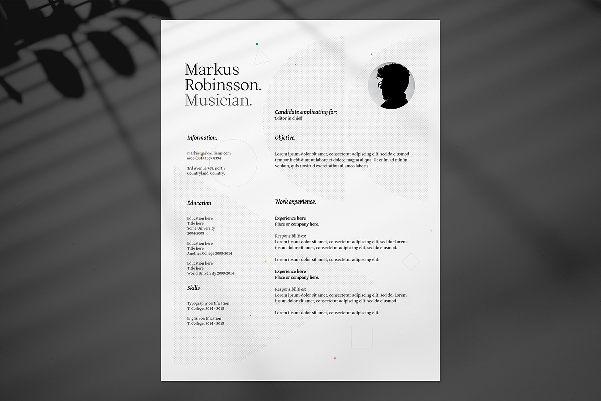 Minimal Creative Resume Pack by Srg, a Resume Template by Srg® (Photo 8 of 11)