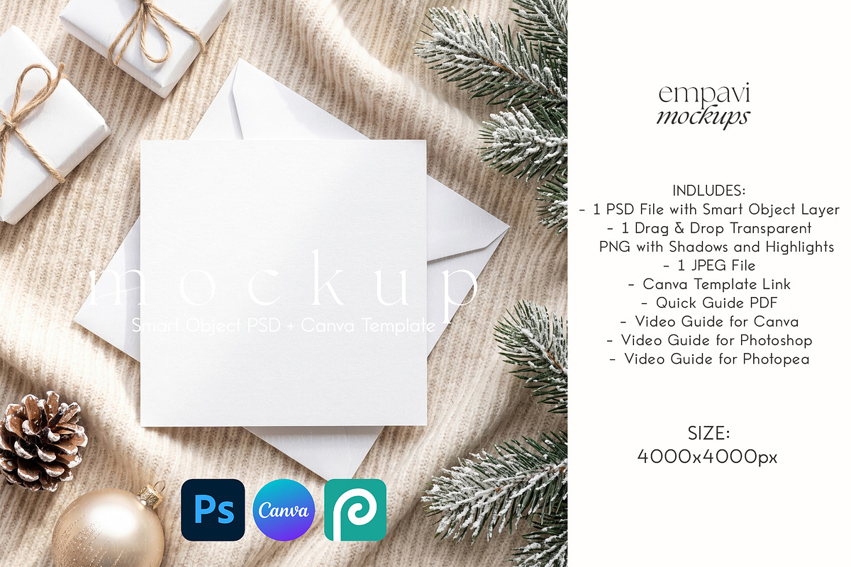 Square Card Mockup, an Advertising Mockup by EmpaviMockups (Photo 1 of 5)