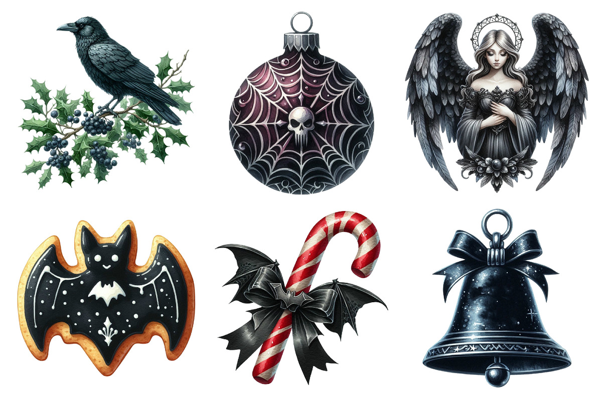 Goth Christmas Clipart, an Illustration by Daily.Designs (Photo 4 of 5)