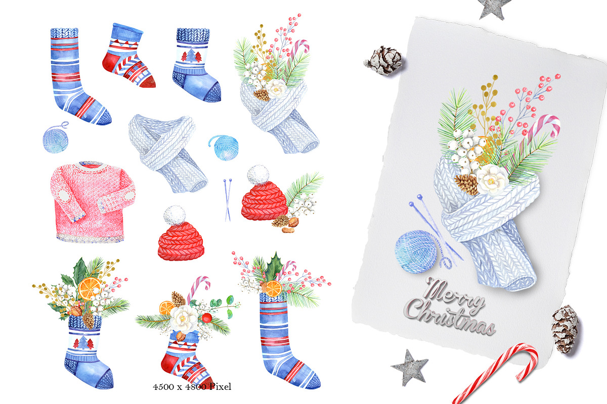 Christmas Knitting, a Decorative Illustration by JennyColorArt (Photo 2 of 5)