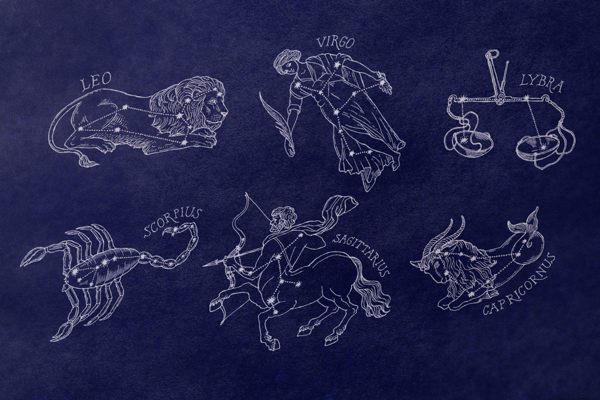 Zodiac Constellations set & Pattern, an Illustration by ZiziMarket (Photo 3 of 4)