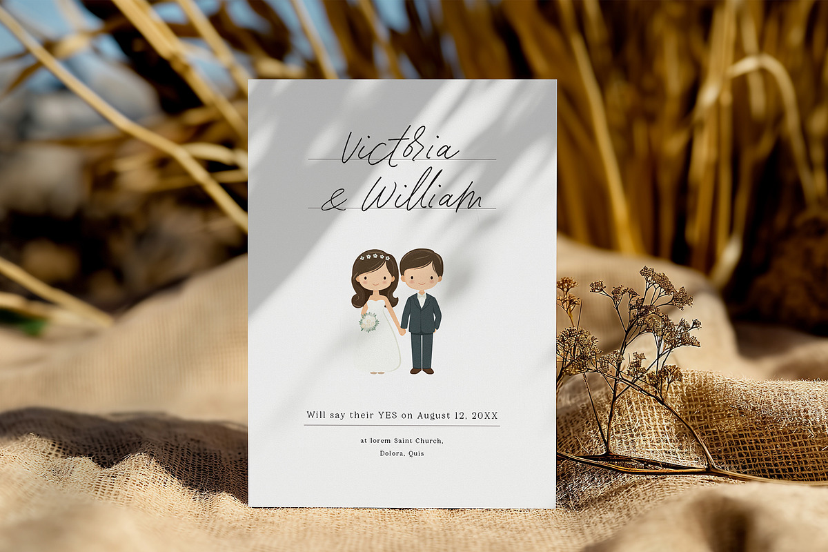 Cute Cartoon Wedding Invitation Card, an Invitation Template by Filip Studio (Photo 1 of 2)