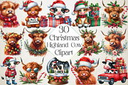 Christmas Highland Cow Clipart Bundl, an Illustration by DreamPrint404 (Thumbnail 1 of 4)