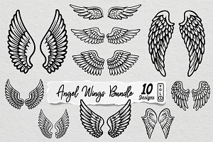 Angel Wings SVG PNG Design Bundle, an Illustration by Actual Pixel