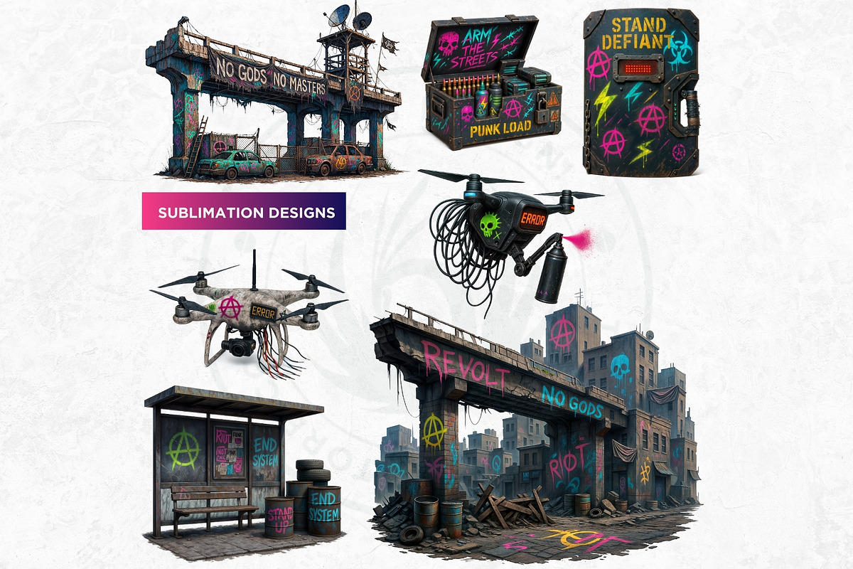 Punk Rock Dystopia PNG Clipart Set, an Illustration by ThatsDesign Art (Photo 4 of 7)