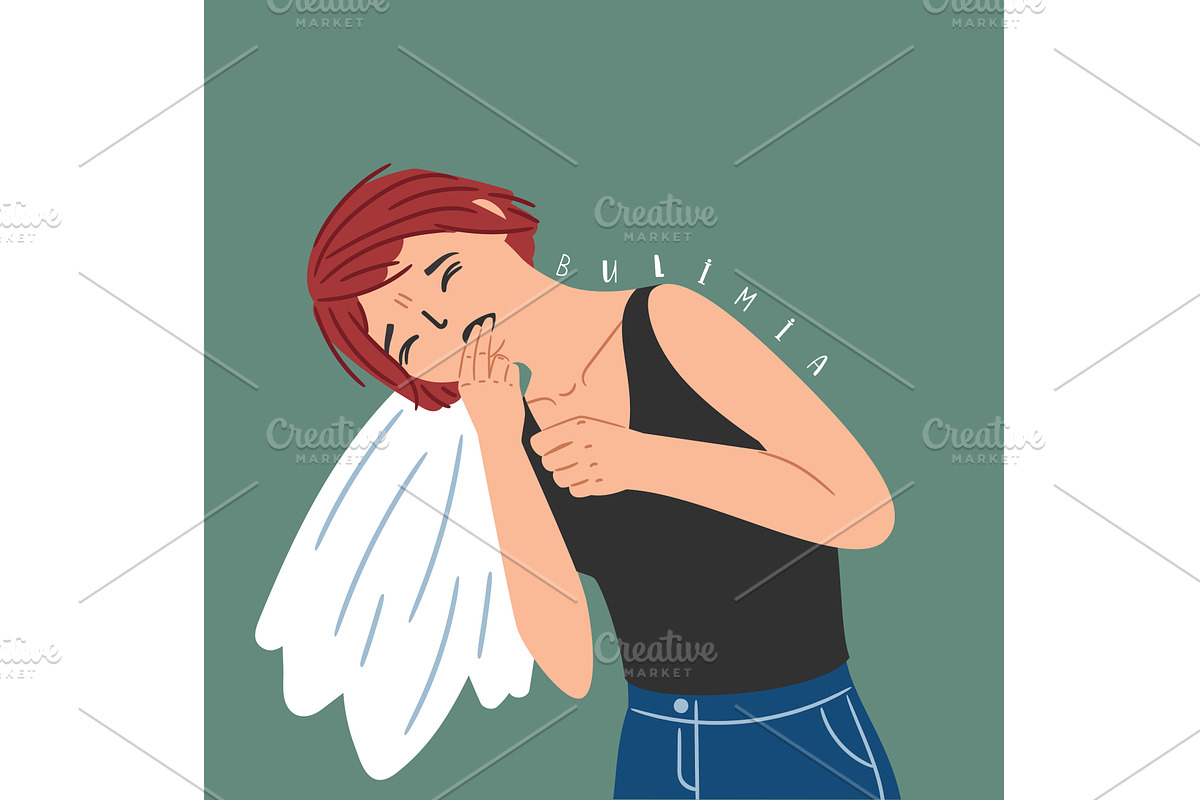 Sick young girl suffering from, a Healthcare Illustration by Stock-Smart-Start
