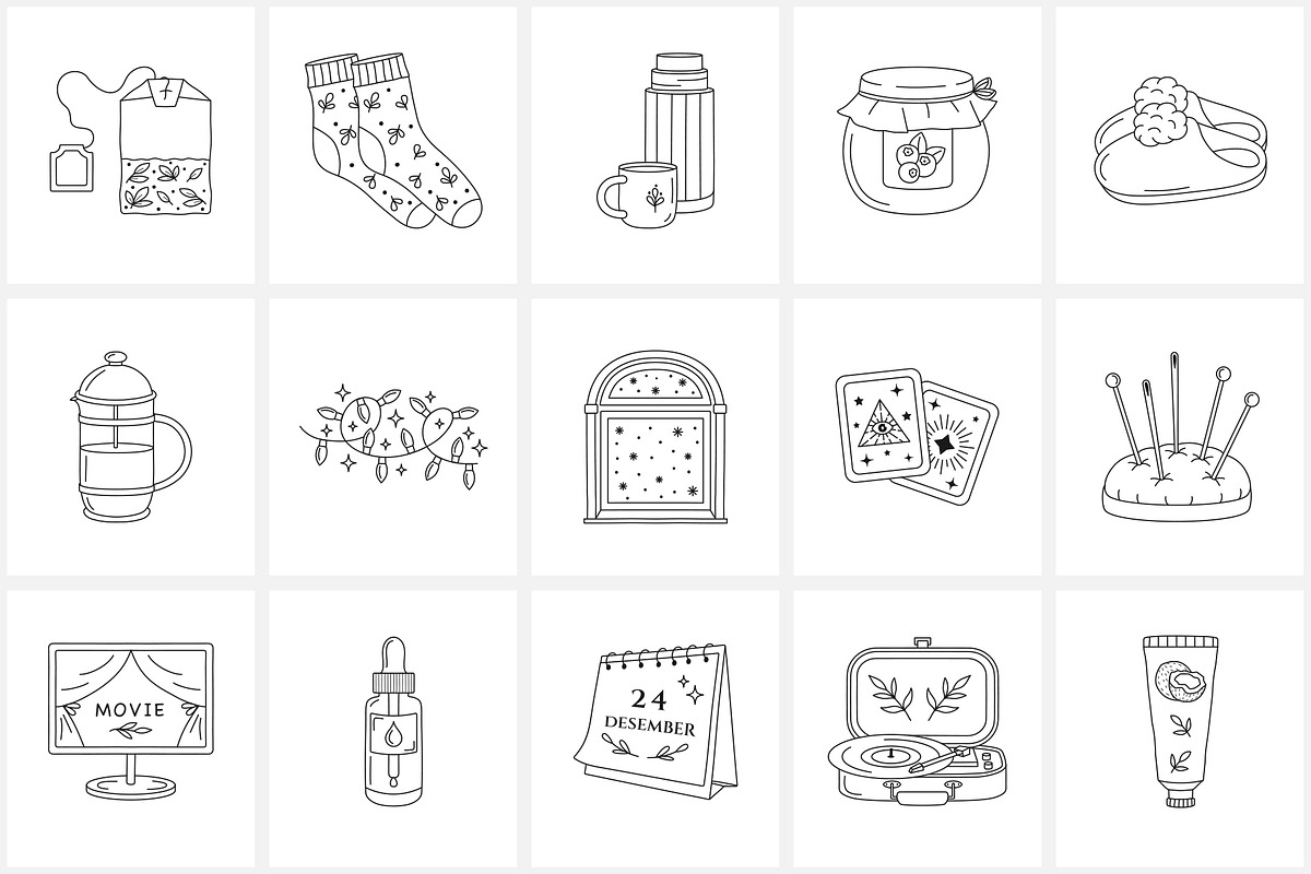 Winter everyday line icon set, an Outline Icon by NatalieArtShop (Photo 8 of 16)