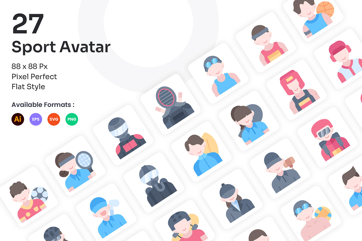 Sport Avatar Icons Set - Flat, an Icon by Kmg Design (Photo 1 of 2)
