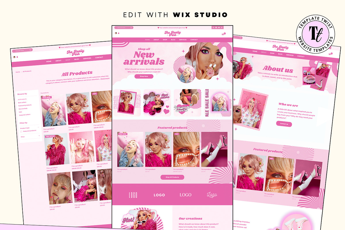 Pink Wix Studio Website Template, a Wix Template by Template Twist Shop (Photo 2 of 9)