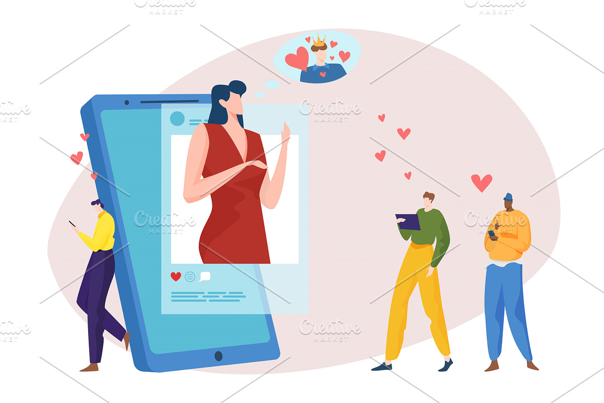 Communication online, social media, a Person Illustration by VectorsBang