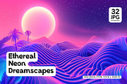 32 Ethereal Neon Dreamscapes, a Decorative Illustration by HipFonts (Thumbnail 1 of 9)