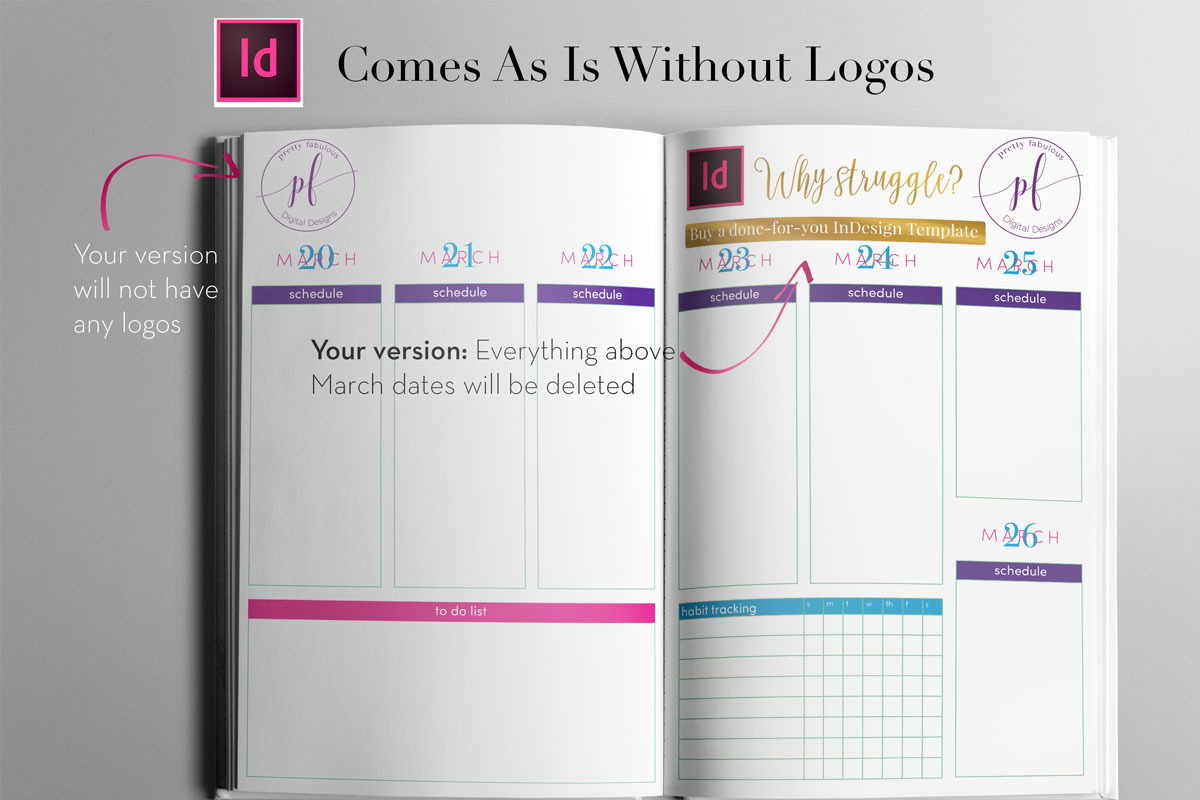 Weekly Calendar | InDesign Template, a Stationery Template by Planner Templates (Photo 12 of 23)