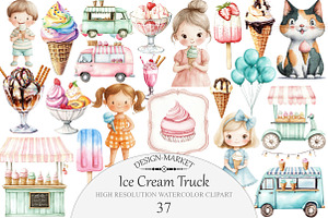 Ice Cream Truck Clipart, an Illustration by Design Market