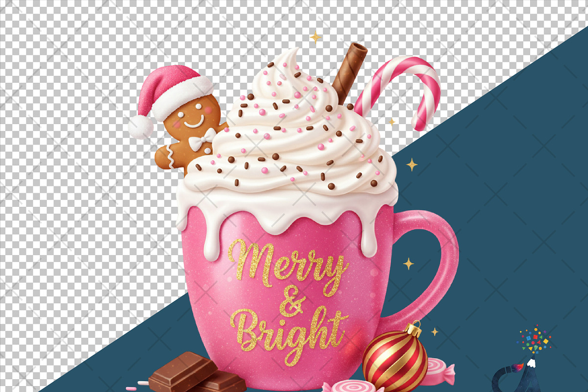 Merry & Bright Pink Coffee PNG, an Illustration by Creative Art (Photo 5 of 6)