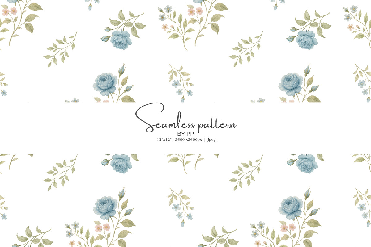 blue rose seamless pattern jpeg, a Pattern Graphic by Pink Studio Art (Photo 1 of 5)