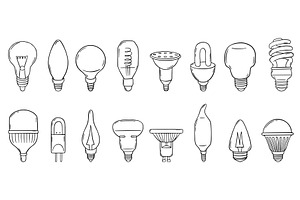 Doodle lamp bulbs. Different modern, an Illustration by Valerie Bodnar