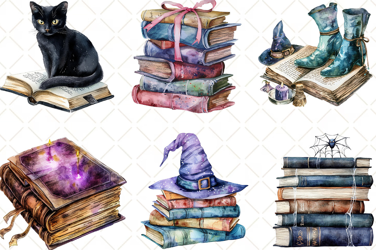 Cute Halloween Reading Clipart, an Illustration by Black Bird Studio (Photo 6 of 6)