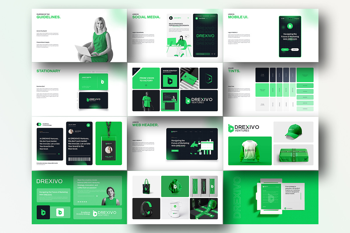 Drexivo | Brand Guidelines Template, a Branding & Logo Template by graphypix (Photo 1 of 12)