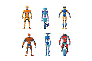 Humanoid Robots with Metal Body, an Illustration by TopVectors