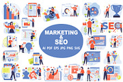 Marketing and SEO Illustrations Pack, an Illustration by Vector Portal (Thumbnail 1 of 3)