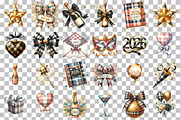 Glittery Plaid New Year Clipart, an Illustration by DreamCafeArt (Thumbnail 3 of 6)