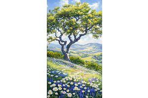 Scenic spring meadow with, an Illustration by Lermont51