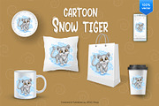 Cartoon Snow Tiger. Tshirt, PNG., an Animal Illustration by KENO Mascots (Thumbnail 3 of 5)
