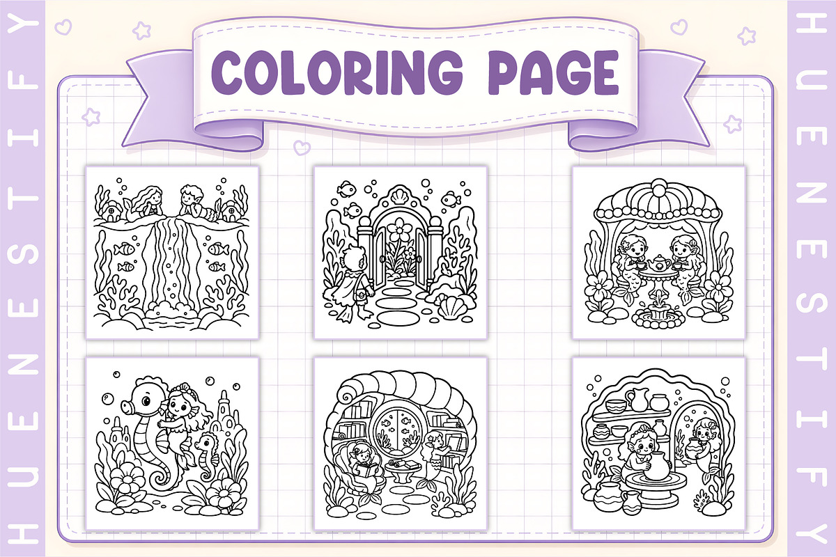 Underwater Dreams Coloring Book, a Decorative Illustration by HueNestify (Photo 3 of 4)