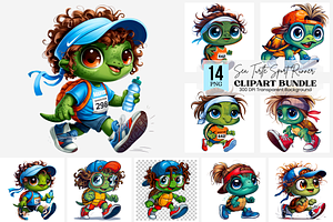 Sea Turtle Sport Runner PNG Bundle, a Graphic by Clipart Bloom