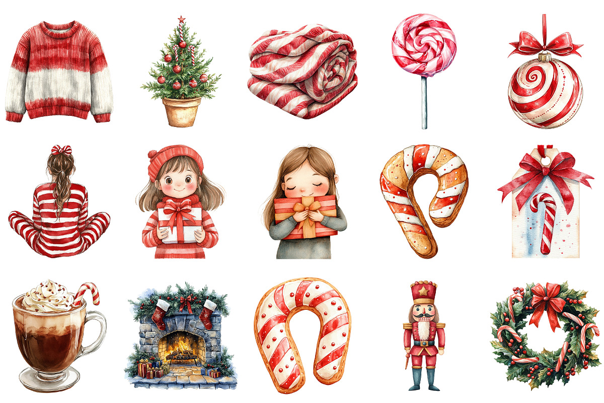 Cozy Winter Candy Cane Clipart, an Illustration by Daily.Designs (Photo 2 of 4)