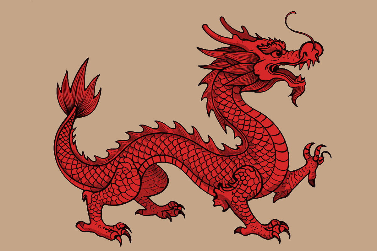 Regal Red Dragon on Beige Seamless, a Pattern Graphic by Sharon Schwalbe (Photo 6 of 6)
