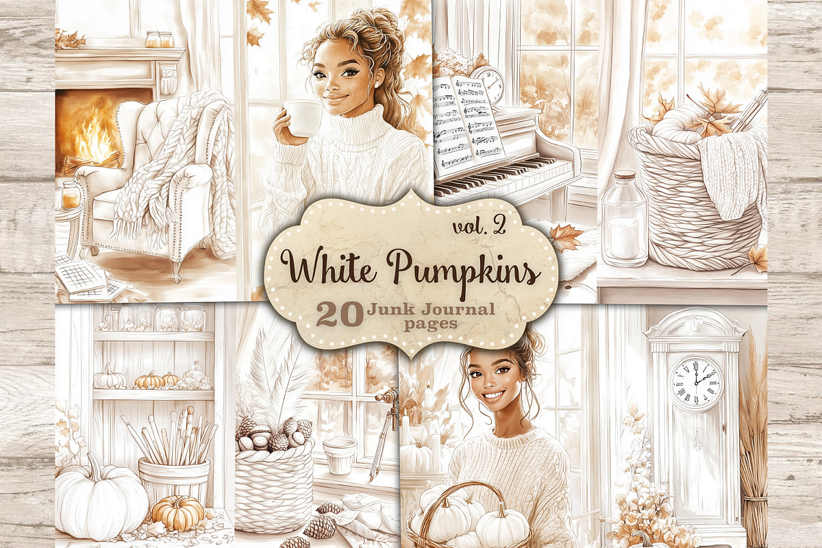 Neutral Autumn Junk Journal Kit, a Person Illustration by GlamArtZhanna (Photo 1 of 10)