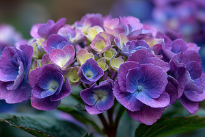 Purple Hydrangea Bloom Closeup Natur, a Photo by Pixeness Studio