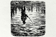 Fishing Scenes Engraving Graphics, a Sport Illustration by DENIDigitalArtSudio (Thumbnail 3 of 8)