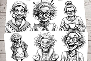 Crazy Old Ladies Coloring Pages, a Decorative Illustration by Ink Gallery (Thumbnail 7 of 7)